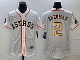 Men's Houston Astros #2 Alex Bregman 2023 White Gold World Serise Champions Patch Flex Base Stitched Jersey,baseball caps,new era cap wholesale,wholesale hats
