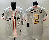 Men's Houston Astros #2 Alex Bregman Number 2023 White Gold World Serise Champions Patch Cool Base Stitched Jersey,baseball caps,new era cap wholesale,wholesale hats