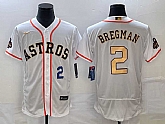 Men's Houston Astros #2 Alex Bregman Number 2023 White Gold World Serise Champions Patch Flex Base Stitched Jersey,baseball caps,new era cap wholesale,wholesale hats