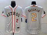 Men's Houston Astros #2 Alex Bregman Number 2023 White Gold World Serise Champions Patch Flex Base Stitched Jerseys,baseball caps,new era cap wholesale,wholesale hats