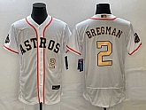 Men's Houston Astros #2 Alex Bregman Number 2023 White Gold World Serise Champions Patch Flex Base Stitched MLB Jersey,baseball caps,new era cap wholesale,wholesale hats