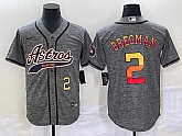Men's Houston Astros #2 Alex Bregman Number Grey Gridiron Cool Base Stitched Baseball Jersey,baseball caps,new era cap wholesale,wholesale hats