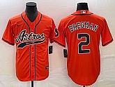 Men's Houston Astros #2 Alex Bregman Orange With Patch Cool Base Stitched Baseball Jersey,baseball caps,new era cap wholesale,wholesale hats