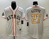 Men's Houston Astros #27 Jose Altuve Number 2023 White Gold World Serise Champions Patch Cool Base Stitched Jerseys,baseball caps,new era cap wholesale,wholesale hats
