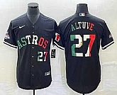 Men's Houston Astros #27 Jose Altuve Number Mexico Black Cool Base Stitched Baseball Jersey,baseball caps,new era cap wholesale,wholesale hats