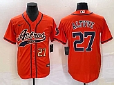 Men's Houston Astros #27 Jose Altuve Number Orange With Patch Cool Base Stitched Baseball Jersey,baseball caps,new era cap wholesale,wholesale hats