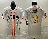 Men's Houston Astros #3 Jeremy Pena 2023 White Gold World Serise Champions Patch Cool Base Jerseys,baseball caps,new era cap wholesale,wholesale hats