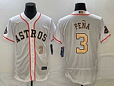 Men's Houston Astros #3 Jeremy Pena Number 2023 White Gold World Serise Champions Patch Flex Base Stitched Jerseys,baseball caps,new era cap wholesale,wholesale hats