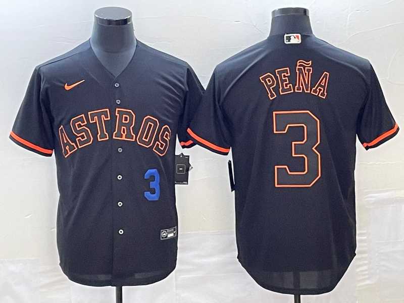 Men's Houston Astros #3 Jeremy Pena Number Lights Out Black Fashion MLB Cool Base Nike Jerseys