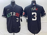 Men's Houston Astros #3 Jeremy Pena Number Mexico Black Cool Base Stitched Baseball Jersey,baseball caps,new era cap wholesale,wholesale hats