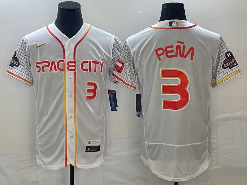 Men's Houston Astros #3 Jeremy Pena Number White 2023 City Connect Flex Base Stitched Jersey