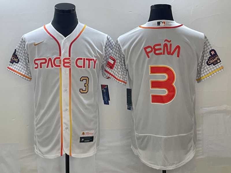 Men's Houston Astros #3 Jeremy Pena Number White 2023 City Connect Flex Base Stitched Jerseys