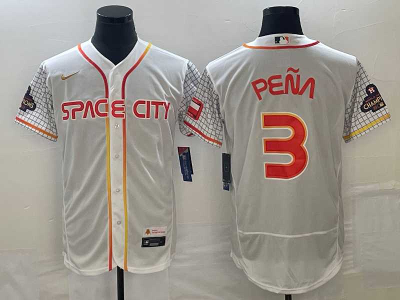 Men's Houston Astros #3 Jeremy Pena Number White 2023 City Connect Flex Base Stitched MLB Jersey