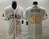 Men's Houston Astros #30 Kyle Tucker Number 2023 White Gold World Serise Champions Patch Cool Base Jerseys,baseball caps,new era cap wholesale,wholesale hats