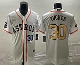 Men's Houston Astros #30 Kyle Tucker Number 2023 White Gold World Serise Champions Patch Cool Base Stitched Jersey,baseball caps,new era cap wholesale,wholesale hats