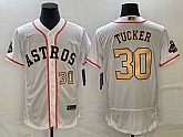 Men's Houston Astros #30 Kyle Tucker Number 2023 White Gold World Serise Champions Patch Flex Base Stitched Jerseys,baseball caps,new era cap wholesale,wholesale hats