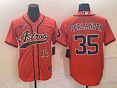 Men's Houston Astros #35 Justin Verlander Number Orange With Patch Cool Base Stitched Baseball Jersey,baseball caps,new era cap wholesale,wholesale hats