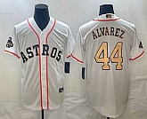 Men's Houston Astros #44 Yordan Alvarez 2023 White Gold World Serise Champions Patch Cool Base Stitched Jersey,baseball caps,new era cap wholesale,wholesale hats