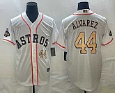 Men's Houston Astros #44 Yordan Alvarez Number 2023 White Gold World Serise Champions Patch Cool Base Stitched Jersey,baseball caps,new era cap wholesale,wholesale hats