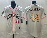 Men's Houston Astros #44 Yordan Alvarez Number 2023 White Gold World Serise Champions Patch Cool Base Stitched Jerseys,baseball caps,new era cap wholesale,wholesale hats
