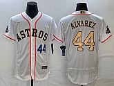 Men's Houston Astros #44 Yordan Alvarez Number 2023 White Gold World Serise Champions Patch Flex Base Stitched Jersey,baseball caps,new era cap wholesale,wholesale hats