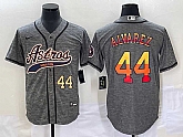 Men's Houston Astros #44 Yordan Alvarez Number Grey Gridiron Cool Base Stitched Baseball Jersey,baseball caps,new era cap wholesale,wholesale hats