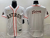 Men's Houston Astros Big Logo 2023 White Gold World Serise Champions Patch Flex Base Stitched Jerseys,baseball caps,new era cap wholesale,wholesale hats