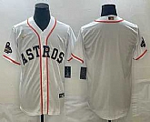 Men's Houston Astros Blank 2023 White Gold World Serise Champions Patch Cool Base Stitched Jersey,baseball caps,new era cap wholesale,wholesale hats