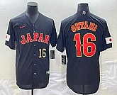 Men's Japan Baseball #16 Shohei Ohtani Number 2023 Black World Classic Stitched Jersey,baseball caps,new era cap wholesale,wholesale hats