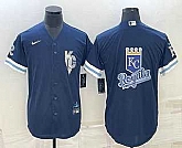 Men's Kansas City Royals Big Logo 2022 Navy Blue City Connect Cool Base Stitched Jersey,baseball caps,new era cap wholesale,wholesale hats