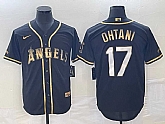 Men's Los Angeles Angels #17 Shohei Ohtani Black Gold Stitched MLB Cool Base Nike Jersey,baseball caps,new era cap wholesale,wholesale hats