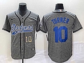 Men's Los Angeles Dodgers #10 Justin Turner Number Grey Gridiron Cool Base Stitched Baseball Jersey,baseball caps,new era cap wholesale,wholesale hats