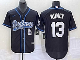 Men's Los Angeles Dodgers #13 Max Muncy Black With Patch Cool Base Stitched Baseball Jersey,baseball caps,new era cap wholesale,wholesale hats