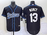 Men's Los Angeles Dodgers #13 Max Muncy Black With Patch Cool Base Stitched Jersey,baseball caps,new era cap wholesale,wholesale hats