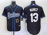 Men's Los Angeles Dodgers #13 Max Muncy Number Black With Patch Cool Base Stitched Baseball Jersey,baseball caps,new era cap wholesale,wholesale hats