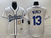 Men's Los Angeles Dodgers #13 Max Muncy Number White With Patch Cool Base Stitched Baseball Jersey,baseball caps,new era cap wholesale,wholesale hats