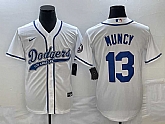 Men's Los Angeles Dodgers #13 Max Muncy White With Patch Cool Base Stitched Jersey,baseball caps,new era cap wholesale,wholesale hats