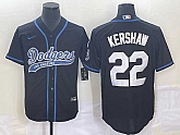 Men's Los Angeles Dodgers #22 Clayton Kershaw Black Cool Base Stitched Jersey,baseball caps,new era cap wholesale,wholesale hats