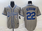 Men's Los Angeles Dodgers #22 Clayton Kershaw Grey Cool Base Stitched Jersey,baseball caps,new era cap wholesale,wholesale hats