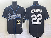 Men's Los Angeles Dodgers #22 Clayton Kershaw Number Black Cool Base Stitched Baseball Jersey,baseball caps,new era cap wholesale,wholesale hats