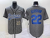 Men's Los Angeles Dodgers #22 Clayton Kershaw Number Grey Gridiron Cool Base Stitched Baseball Jersey,baseball caps,new era cap wholesale,wholesale hats