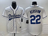 Men's Los Angeles Dodgers #22 Clayton Kershaw White Cool Base Stitched Jersey,baseball caps,new era cap wholesale,wholesale hats