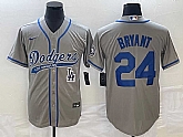 Men's Los Angeles Dodgers #24 Kobe Bryant Grey With Patch Cool Base Stitched Baseball Jersey,baseball caps,new era cap wholesale,wholesale hats