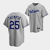 Men's Los Angeles Dodgers #25 Trayce Thompson Gray Cool Base Stitched Baseball Jersey Dzhi,baseball caps,new era cap wholesale,wholesale hats