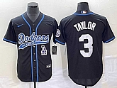 Men's Los Angeles Dodgers #3 Chris Taylor Black With Patch Cool Base Stitched Baseball Jersey,baseball caps,new era cap wholesale,wholesale hats