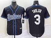 Men's Los Angeles Dodgers #3 Chris Taylor Black With Patch Cool Base Stitched Jersey,baseball caps,new era cap wholesale,wholesale hats