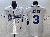 Men's Los Angeles Dodgers #3 Chris Taylor Number White With Patch Cool Base Stitched Baseball Jersey,baseball caps,new era cap wholesale,wholesale hats