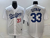 Men's Los Angeles Dodgers #33 James Outman Number White Cool Base Stitched Jersey,baseball caps,new era cap wholesale,wholesale hats