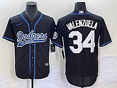 Men's Los Angeles Dodgers #34 Fernando Valenzuela Black With Patch Cool Base Stitched Baseball Jersey,baseball caps,new era cap wholesale,wholesale hats