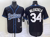 Men's Los Angeles Dodgers #34 Fernando Valenzuela Black With Patch Cool Base Stitched Jersey,baseball caps,new era cap wholesale,wholesale hats